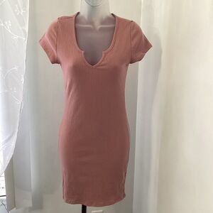 Bozzolo Dusty Pink Ribbed T-Shirt Dress – Junior Size Medium